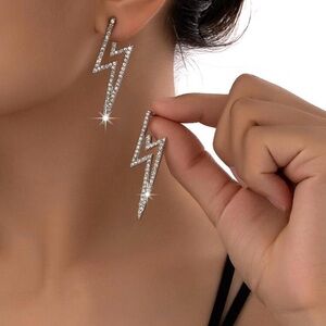 Dazzling Silver Lightning Bolt Earrings